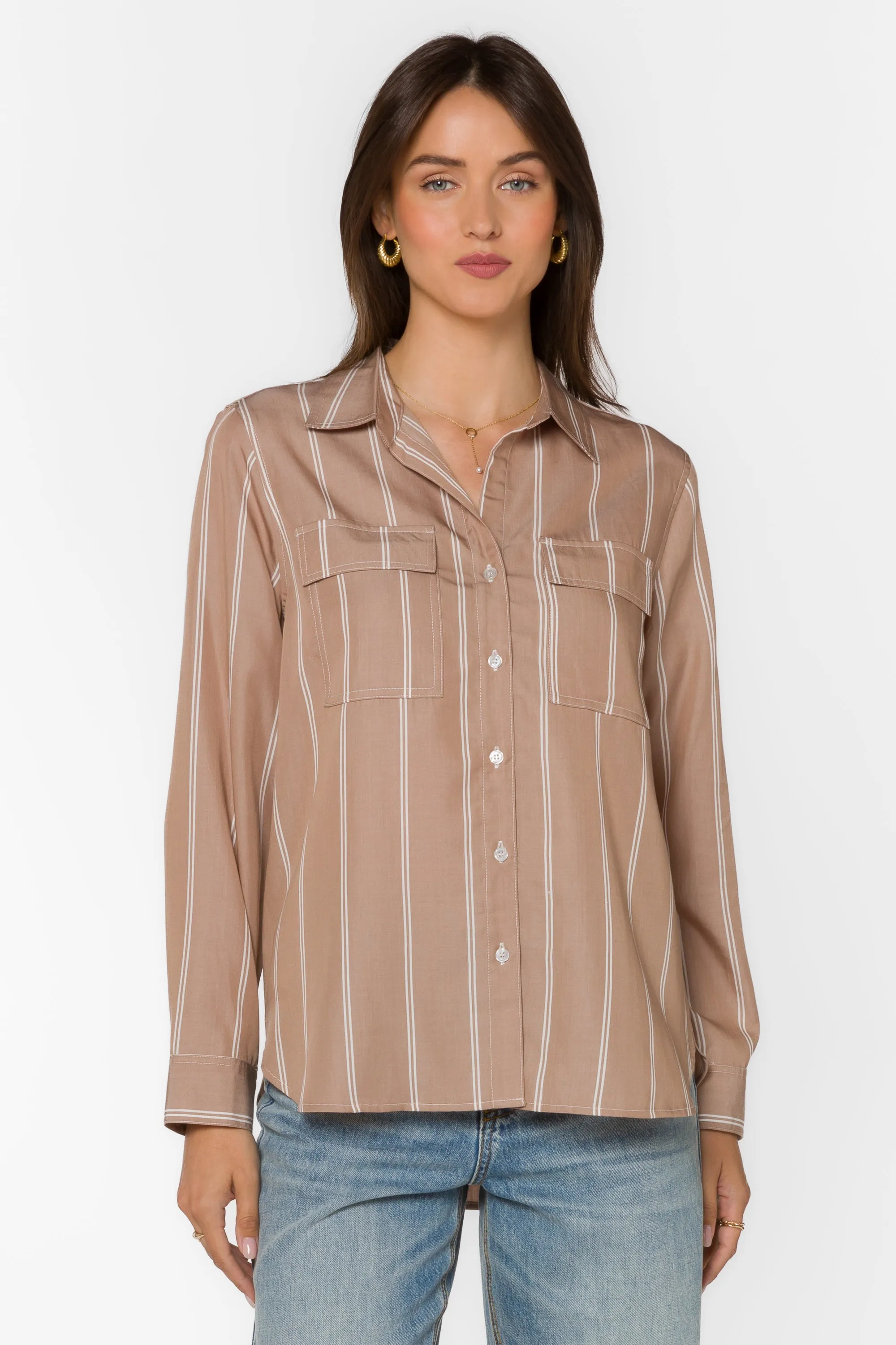 Talma Praline Stripe Shirt sold by Velvet Heart product image thumbnail 3