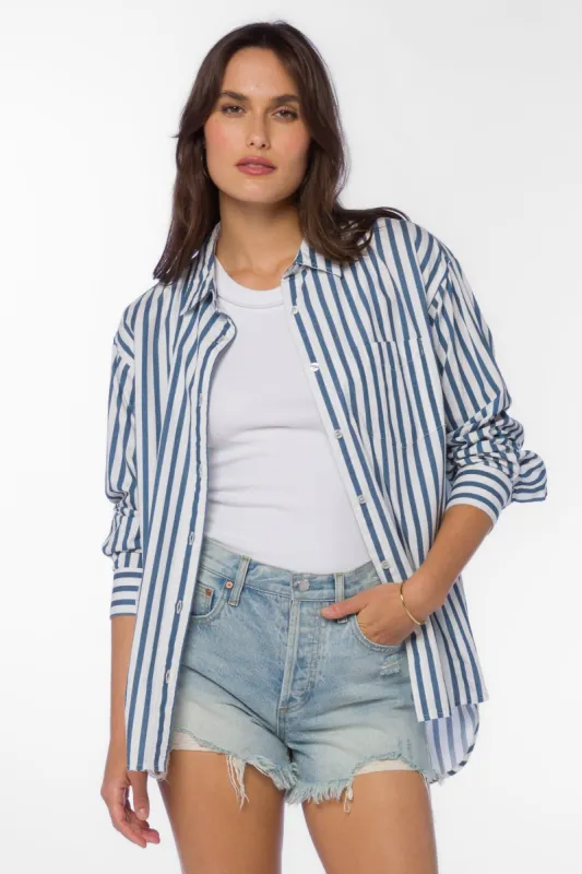 Ricky Navy Stripe Shirt sold by Velvet Heart