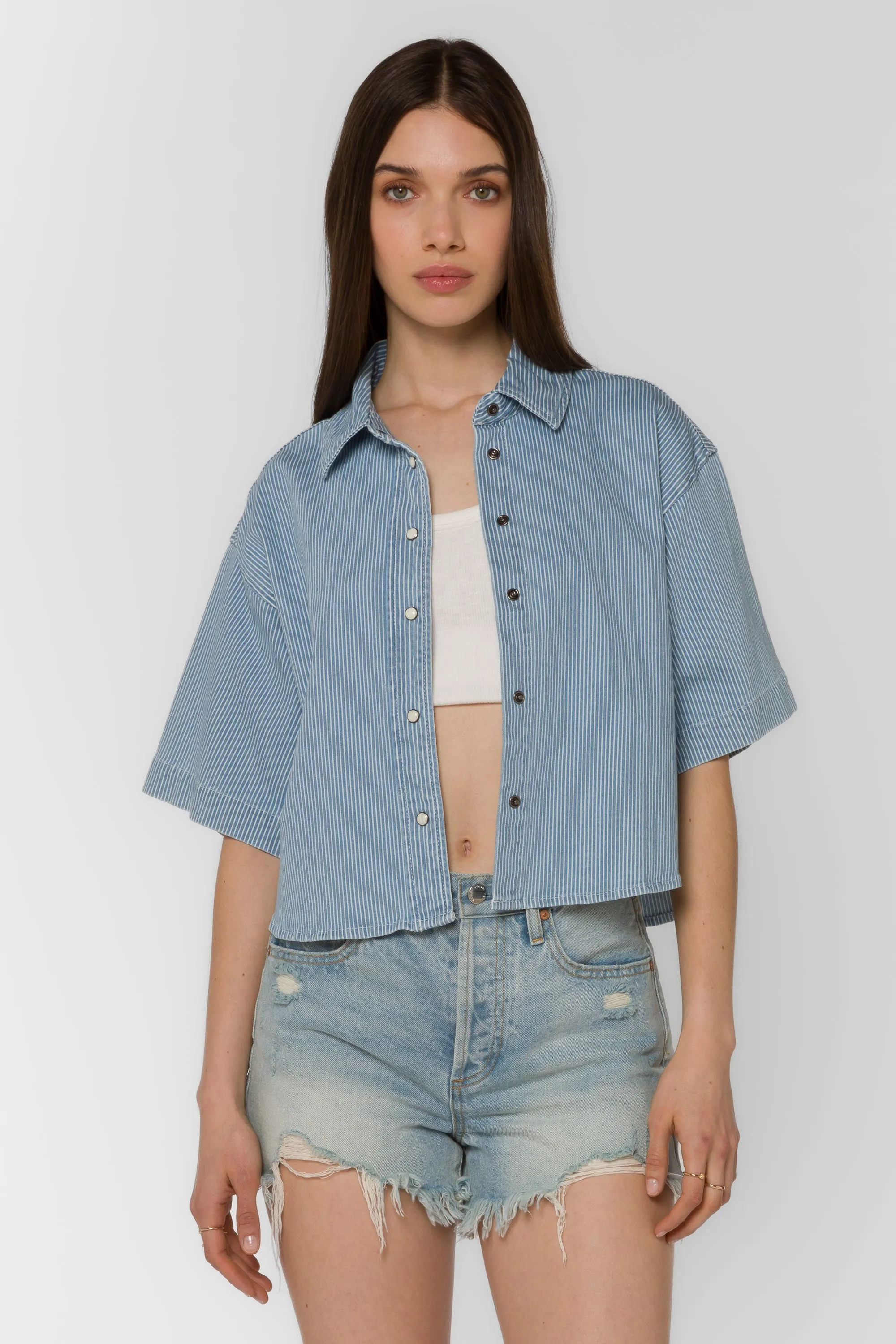 Salem Blue Rivera Stripe Shirt sold by Velvet Heart product image thumbnail 3