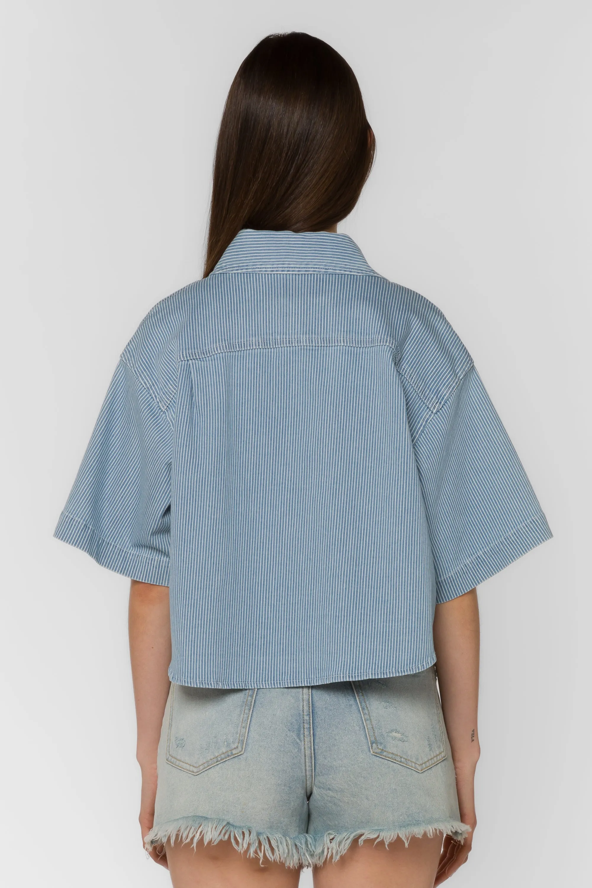 Salem Blue Rivera Stripe Shirt sold by Velvet Heart product image thumbnail 4