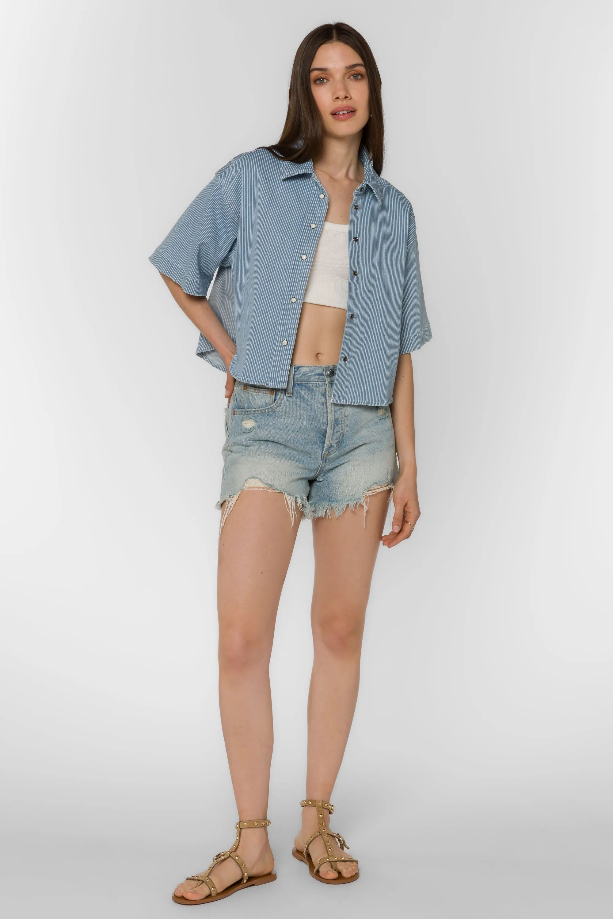 Salem Blue Rivera Stripe Shirt sold by Velvet Heart product image thumbnail 2