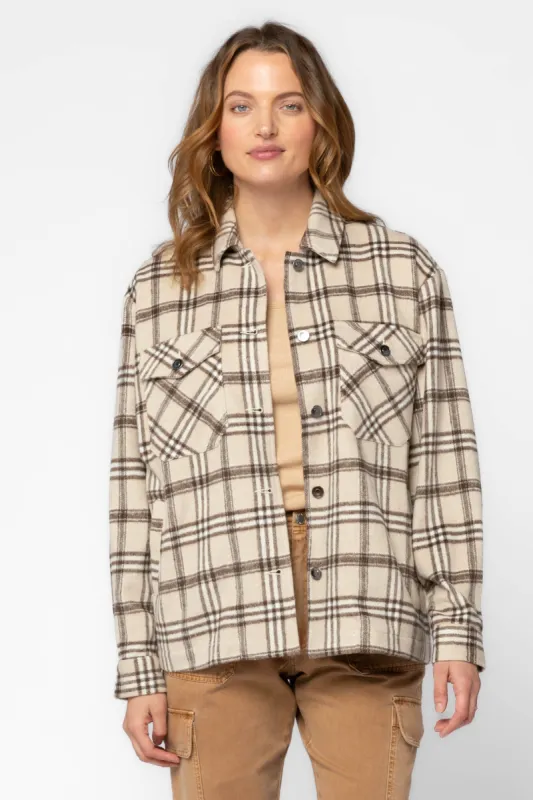 Nola Camel Plaid Shacket sold by Velvet Heart