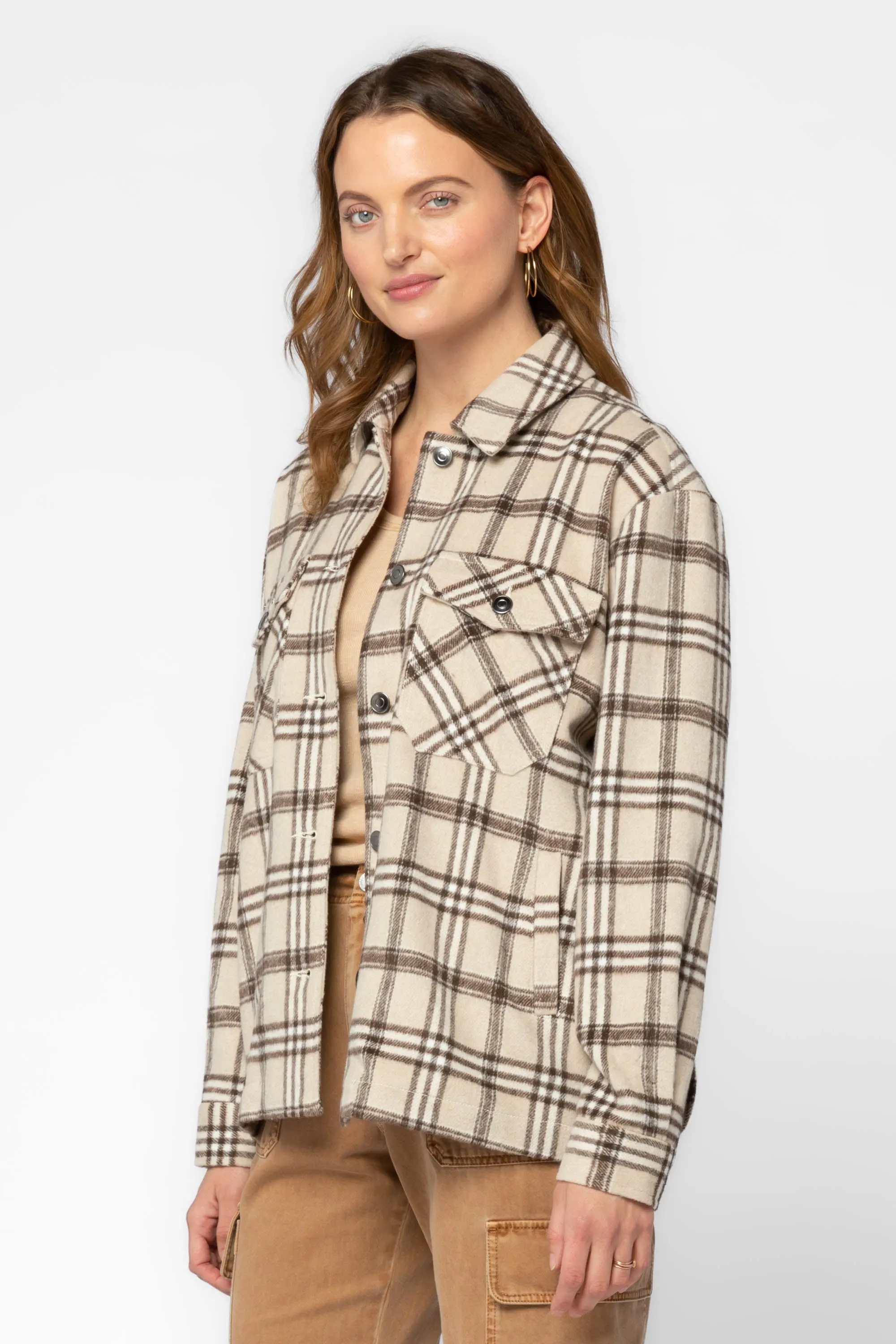 Nola Camel Plaid Shacket sold by Velvet Heart product image thumbnail 3