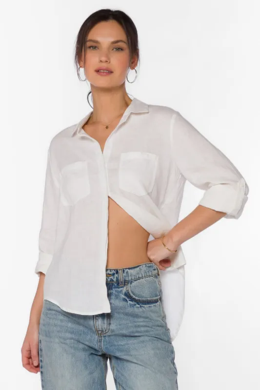 Riley White Linen Shirt sold by Velvet Heart
