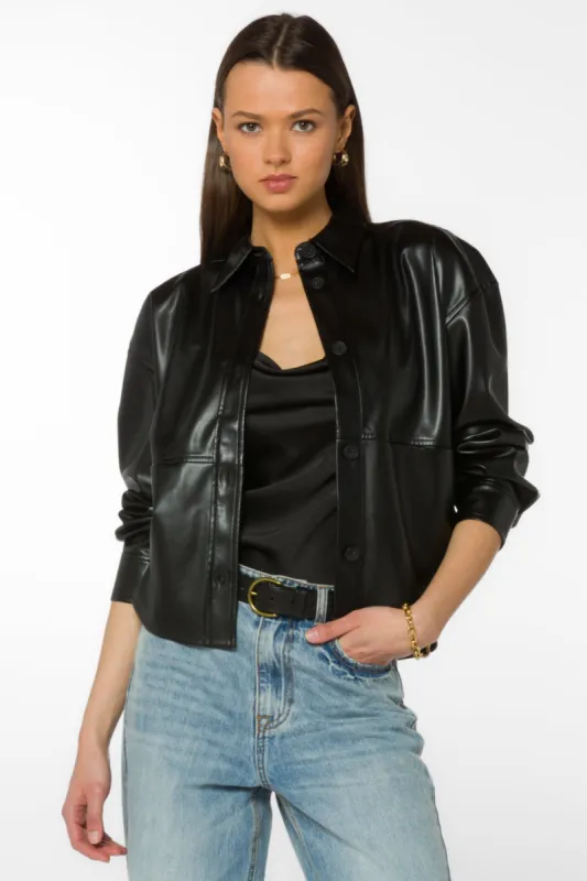 Halo Black Vegan Leather Jacket sold by Velvet Heart