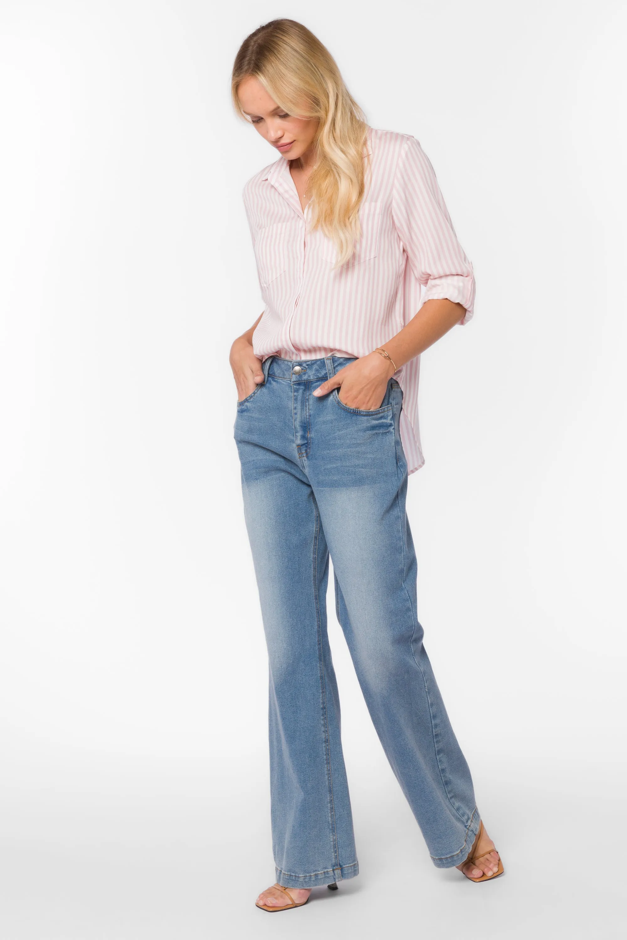 Riley Pink White Stripe Shirt sold by Velvet Heart product image thumbnail 5