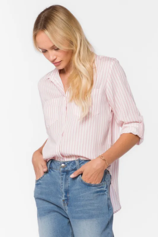 Riley Pink White Stripe Shirt sold by Velvet Heart