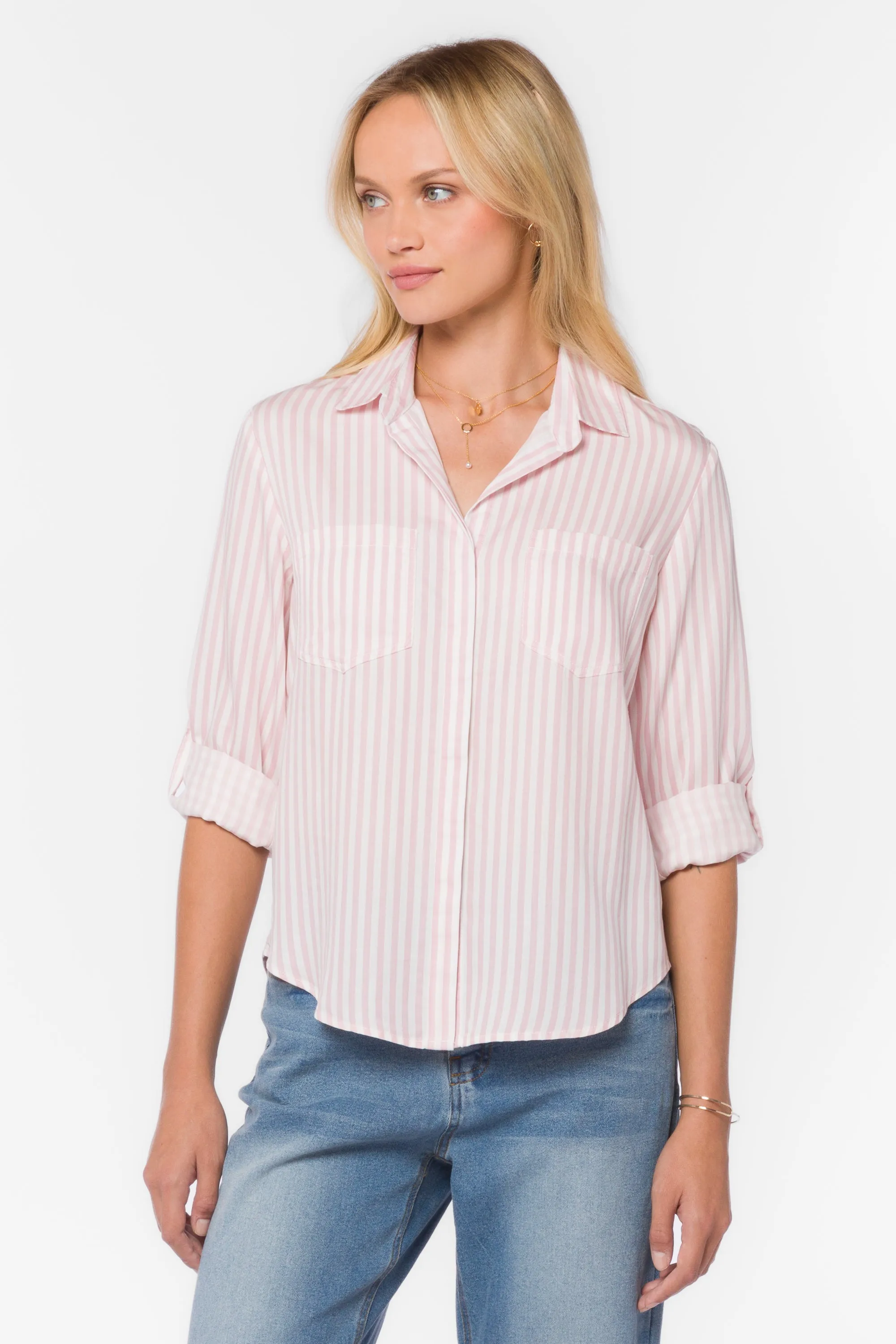 Riley Pink White Stripe Shirt sold by Velvet Heart product image thumbnail 3