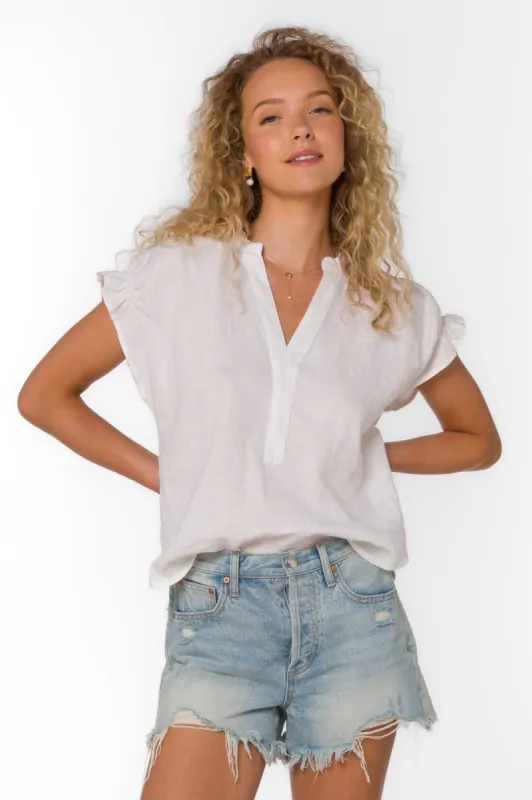 Avery Optic White Linen Top sold by Velvet Heart