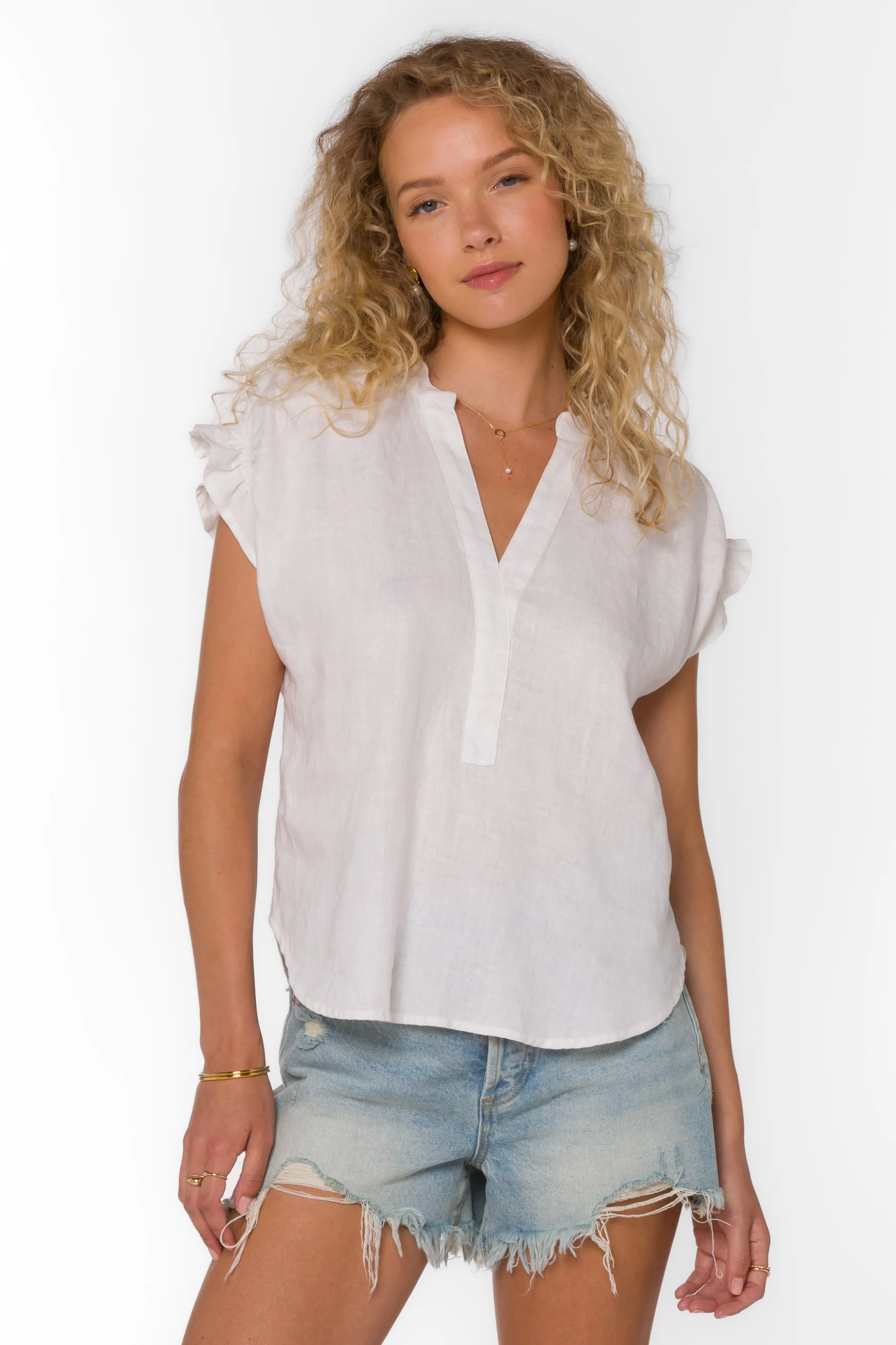 Avery Optic White Linen Top sold by Velvet Heart product image thumbnail 3