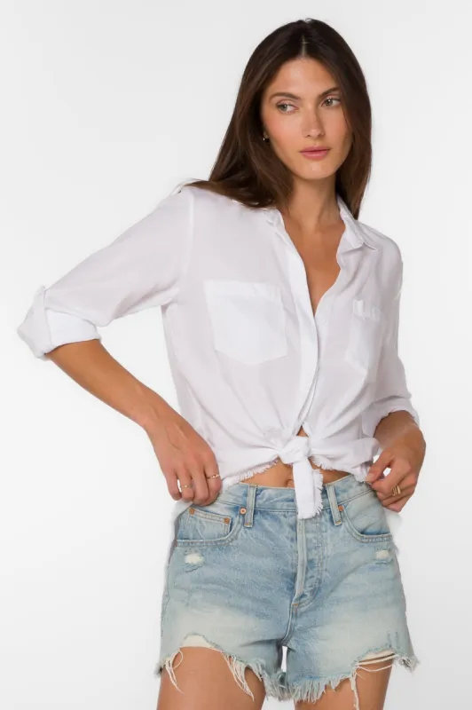 Riley Frayed Optic White Shirt sold by Velvet Heart