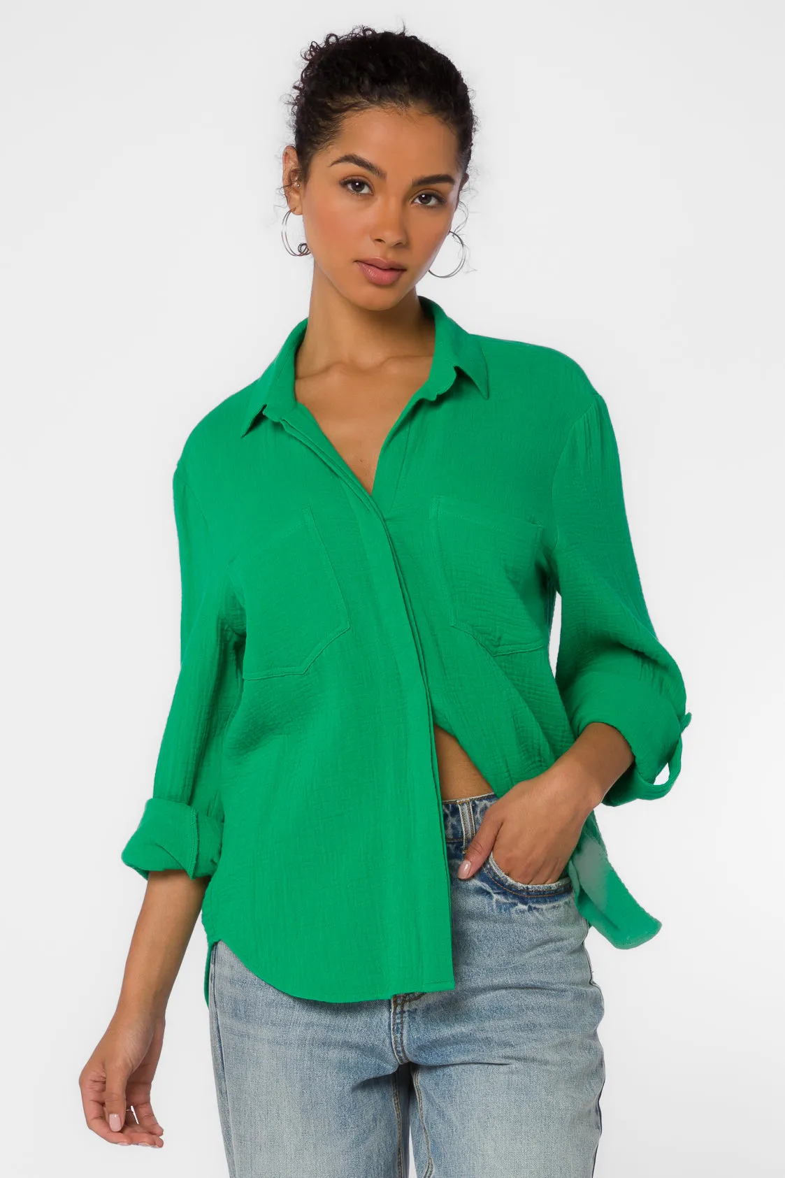 Riley Bright Green Shirt sold by Velvet Heart