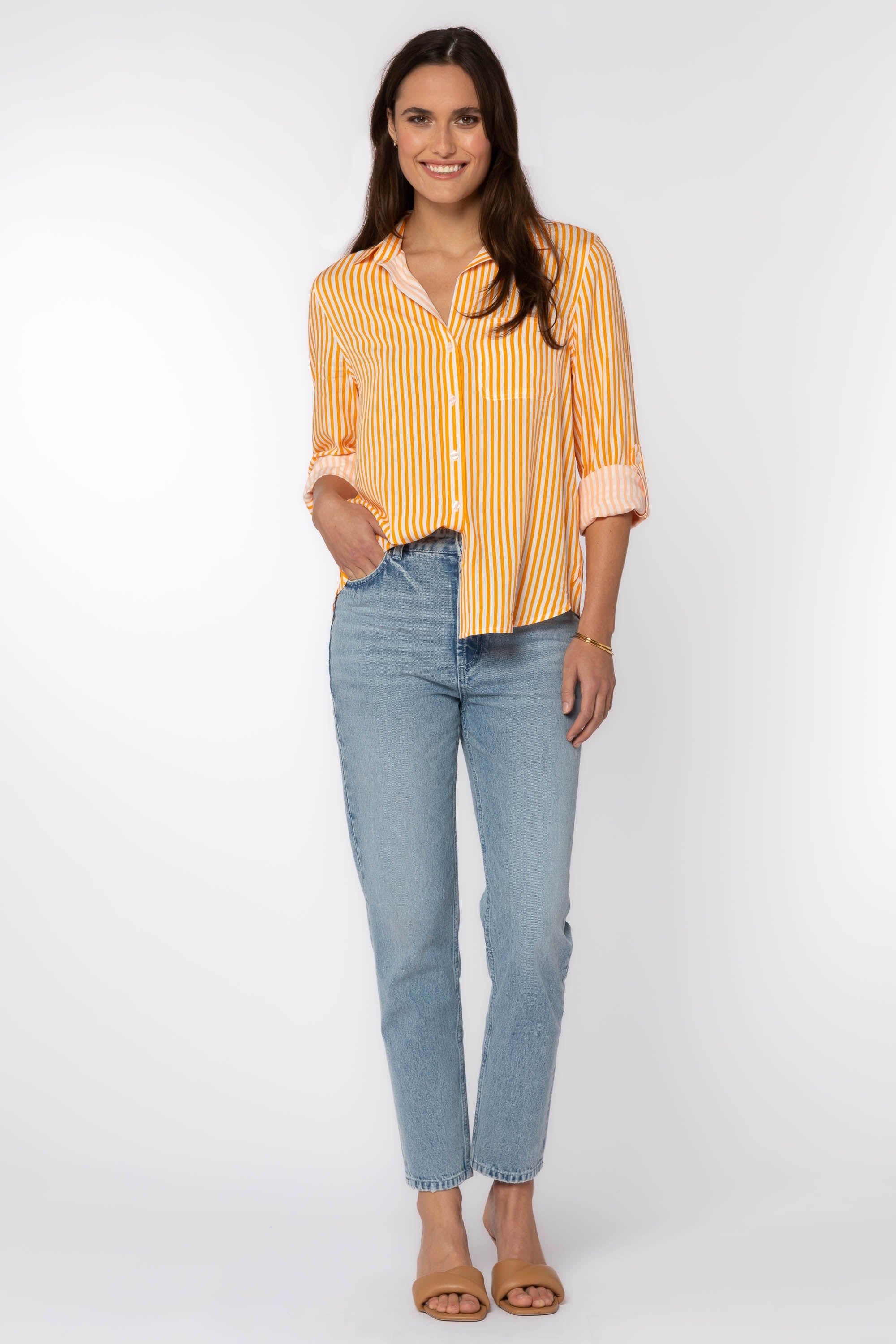 Elisa Orange Stripe Shirt sold by Velvet Heart