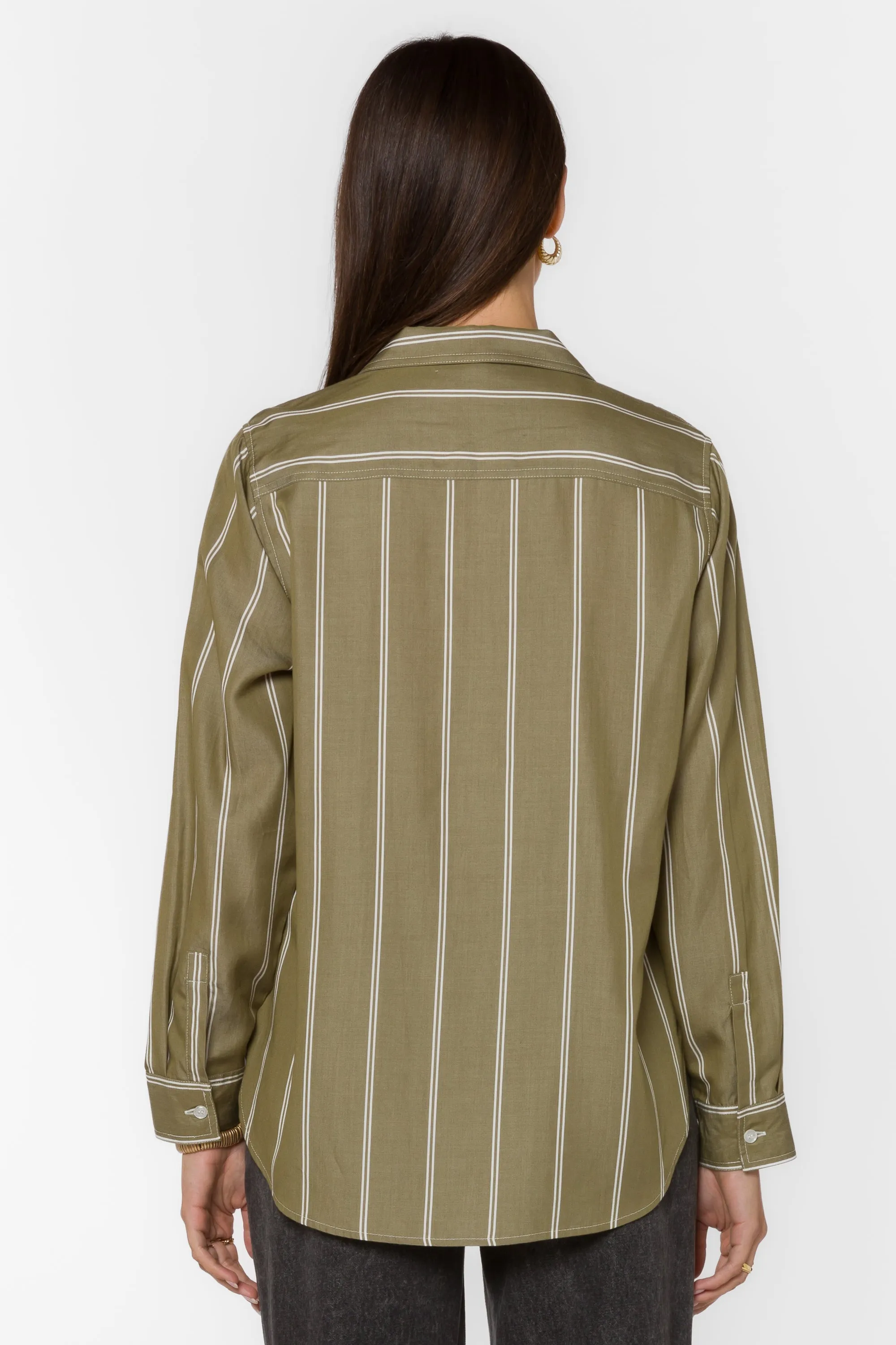 Talma Pesto Green Stripe Shirt sold by Velvet Heart product image thumbnail 4