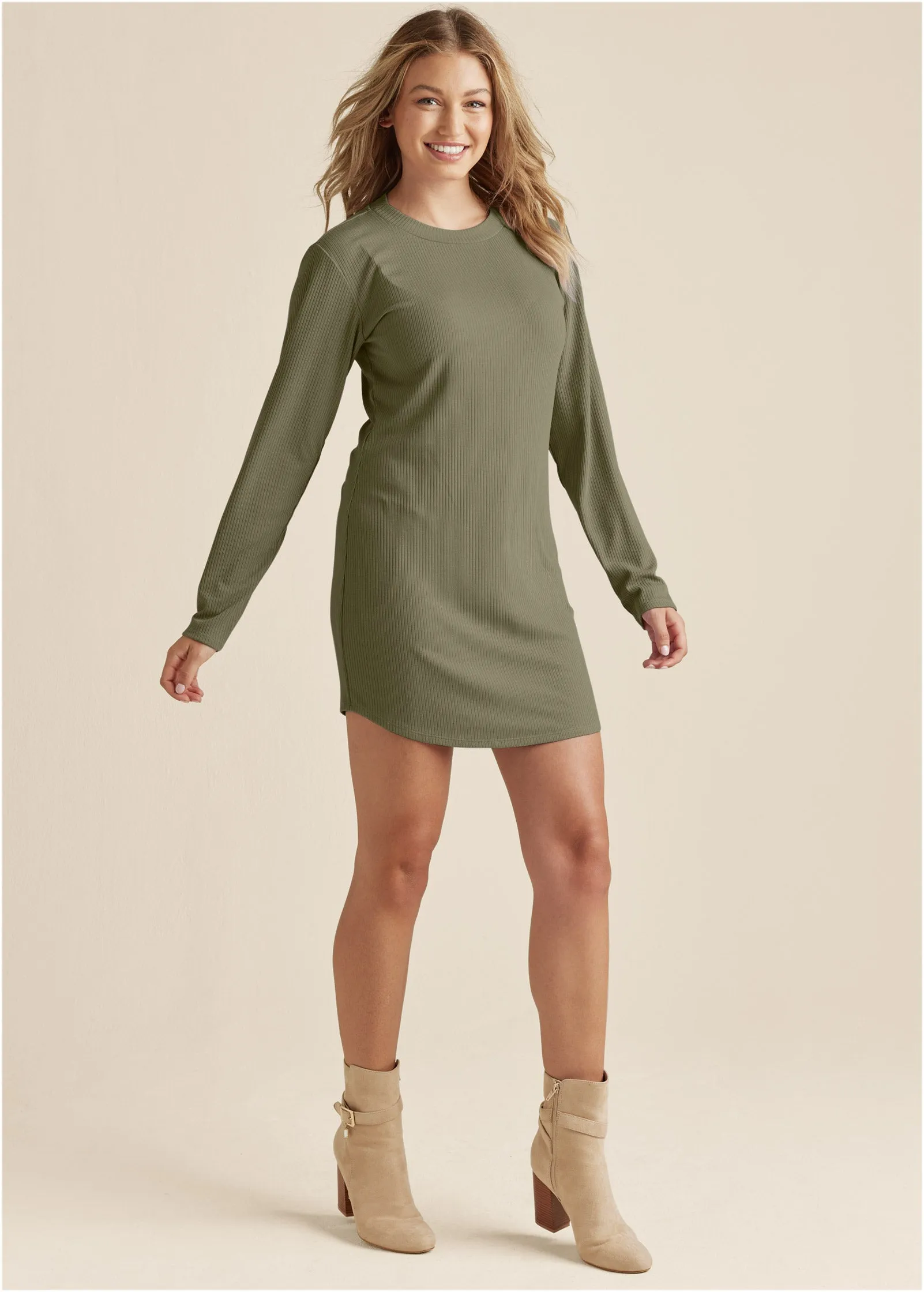 Ribbed T-Shirt Dress - Olive sold by VENUS product image thumbnail 2