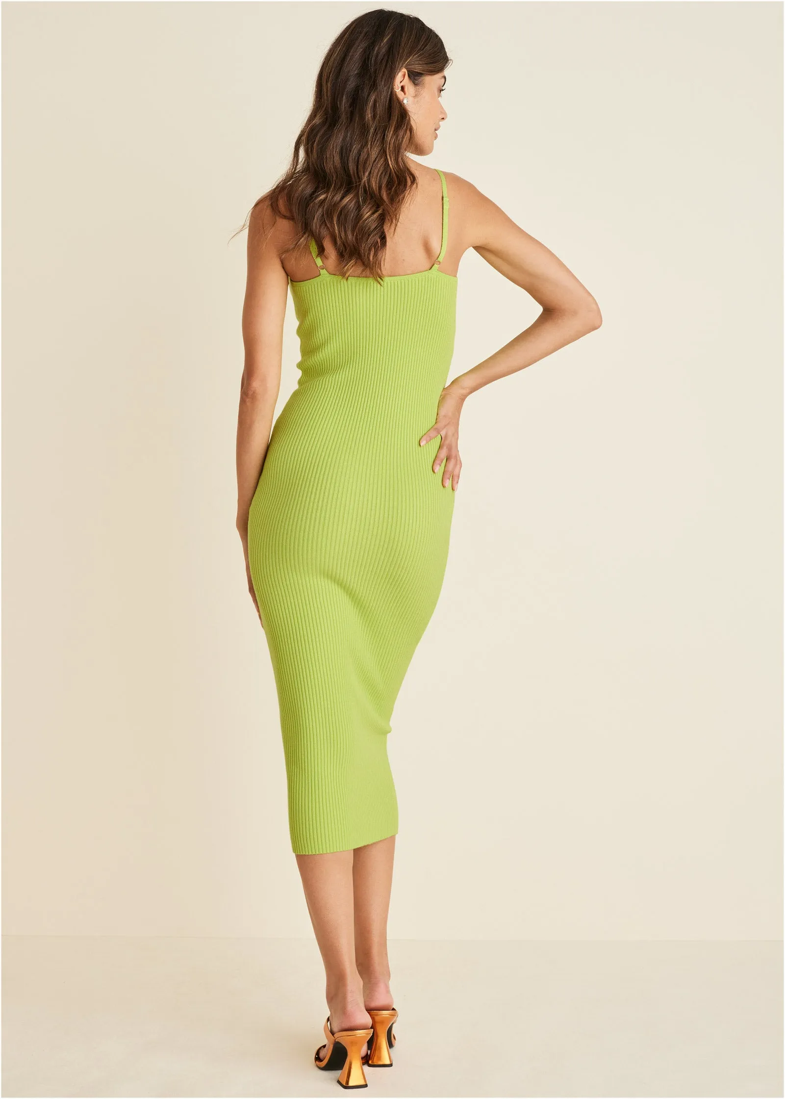 Knit Strappy Midi Dress - Lime sold by VENUS product image thumbnail 2