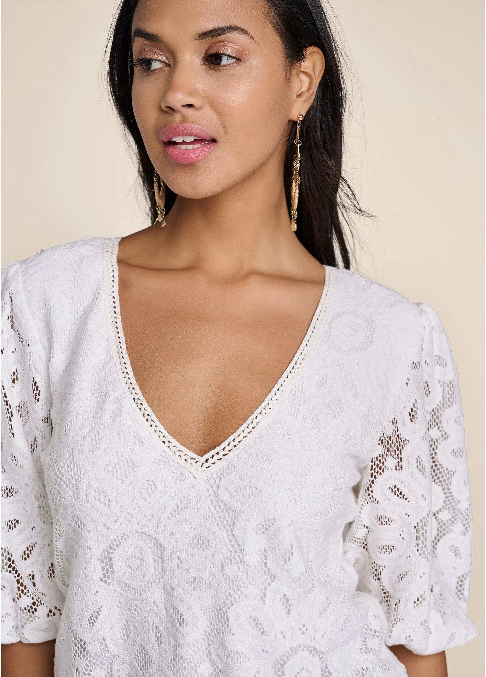 Lace Tie-Back Top - Off White sold by VENUS product image thumbnail 4