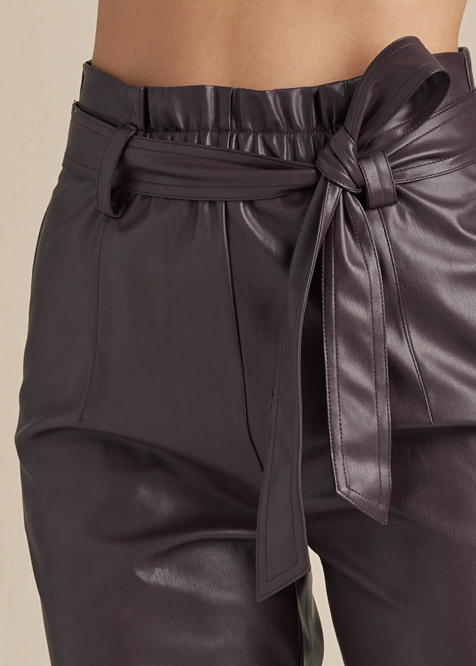 Belted Faux-Leather Pants - Dark Brown sold by VENUS product image thumbnail 4