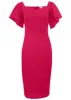 Fluted Satin Midi Dress - Dark Pink sold by VENUS
