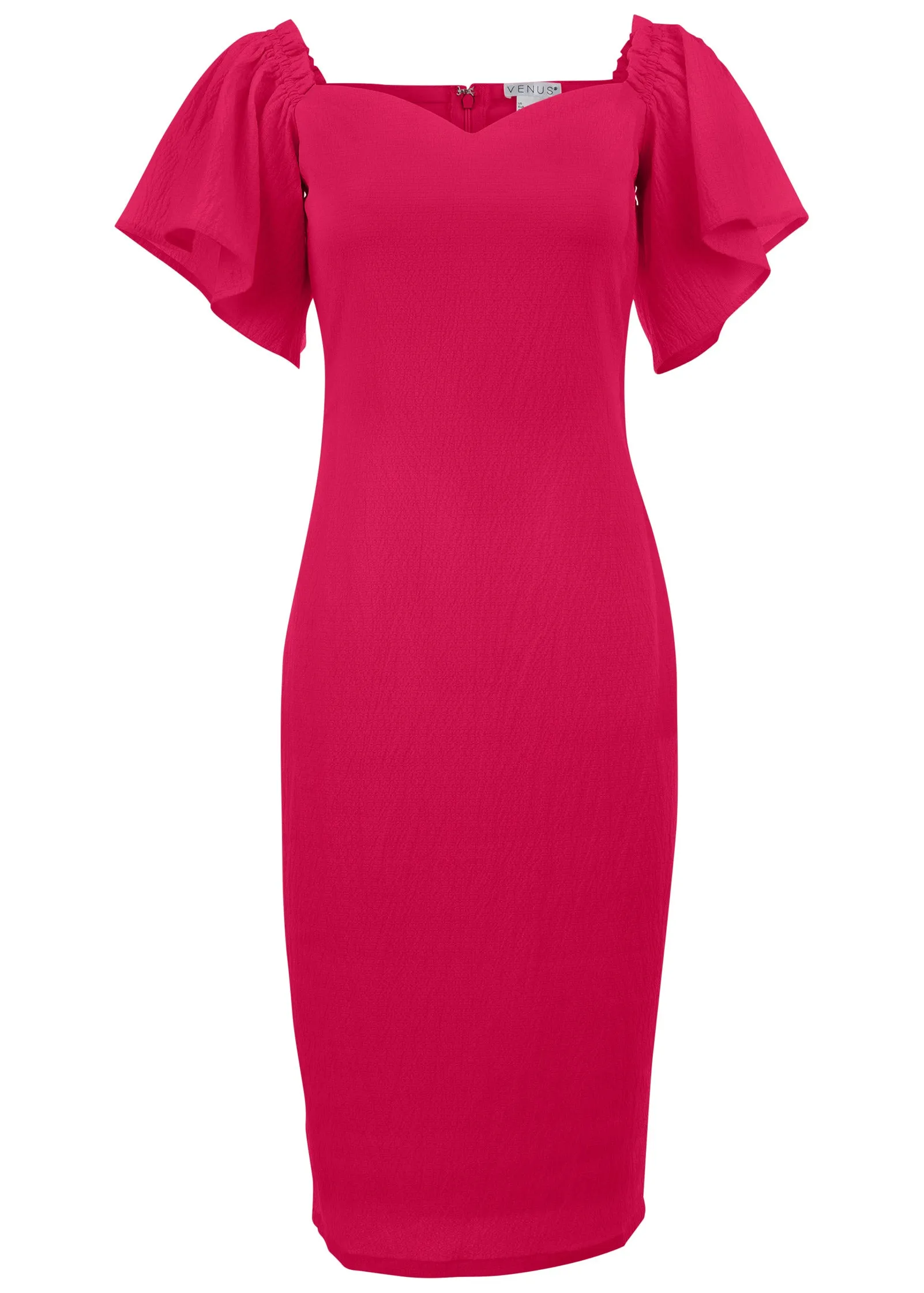 Fluted Satin Midi Dress - Dark Pink sold by VENUS product image thumbnail 3