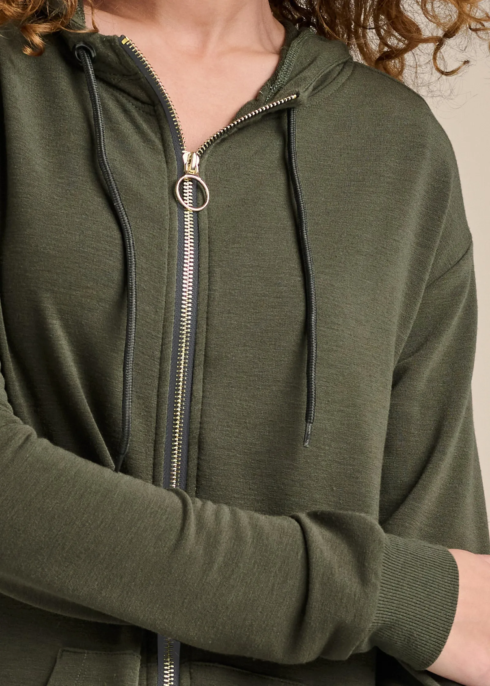 Faux-Leather Tunic Jacket - Olive & Black sold by VENUS product image thumbnail 4