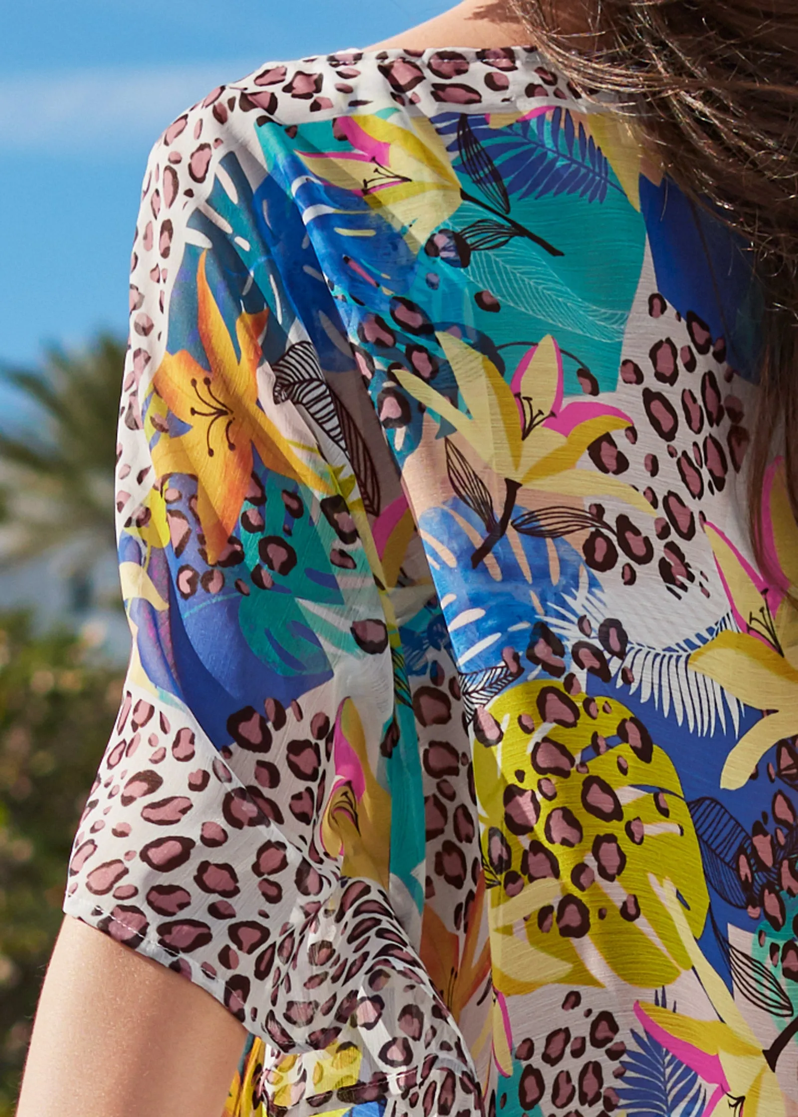 Front Tie Kimono Cover-Up - Wild Safari sold by VENUS product image thumbnail 4