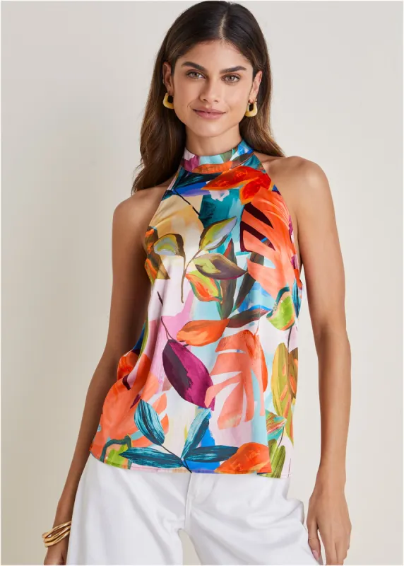 Printed Halter Top - Vibrant Tropic made by VENUS