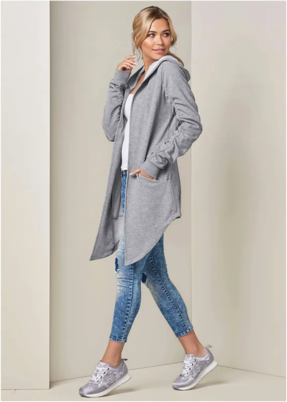 Asymmetrical Lounge Hoodie - Heather Grey sold by VENUS