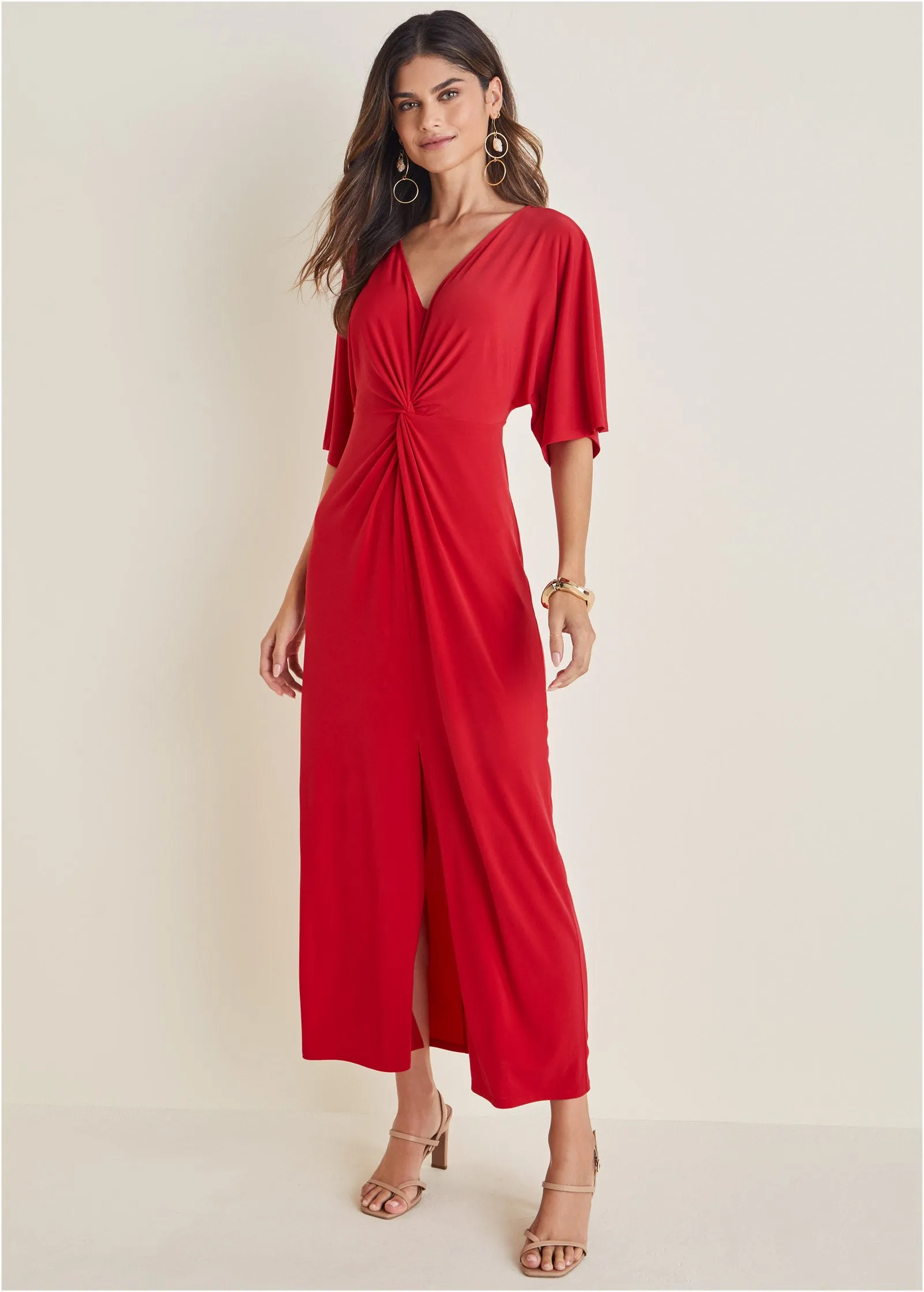 Twist Front Maxi Dress - Red sold by VENUS