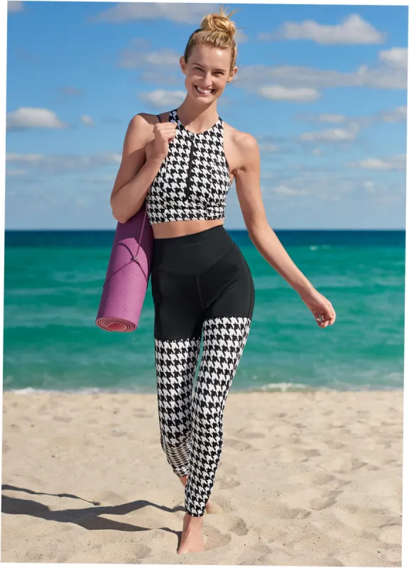 Gym To Swim Long Line Top - Houndstooth sold by VENUS