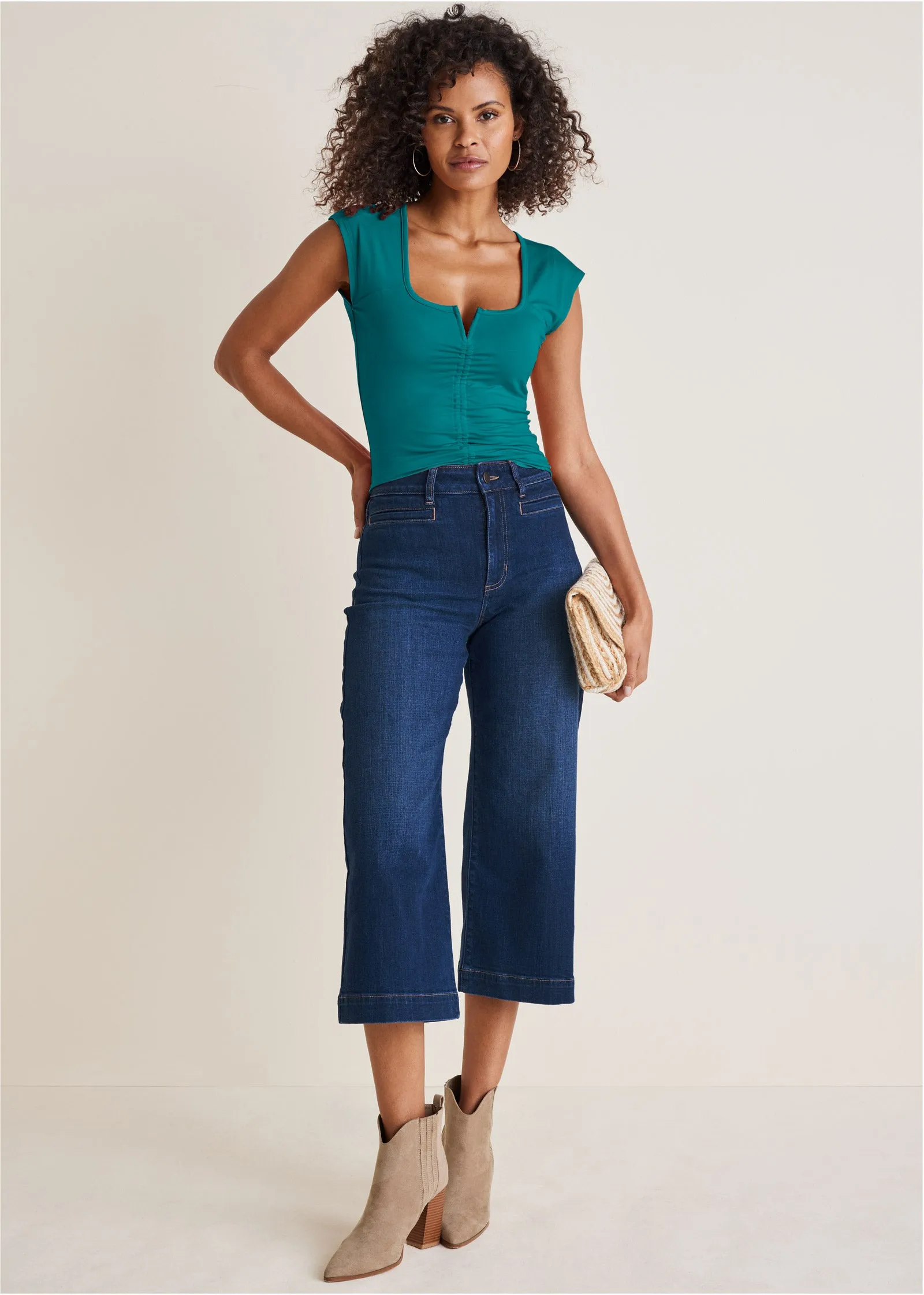 Sophia Wide Leg Crop Jeans - Dark Wash sold by VENUS product image thumbnail 5