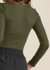 Ribbed Henley Top - Olive sold by VENUS