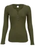 Ribbed Henley Top - Olive sold by VENUS