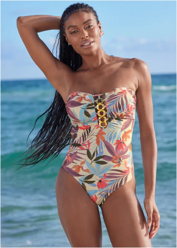 Bold Bandeau One-Piece - Tropic & Chill sold by VENUS