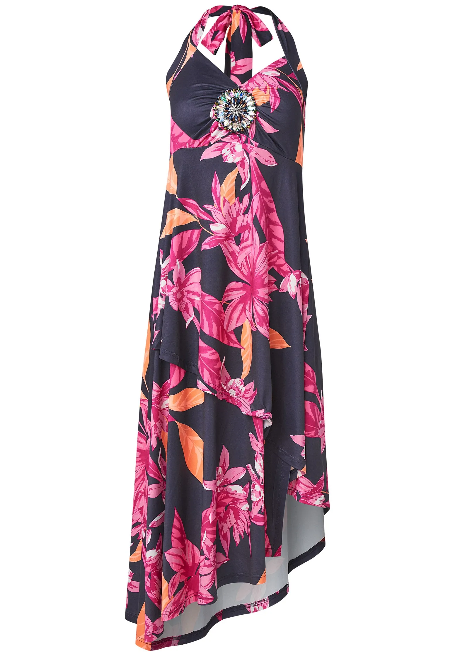 Midnight Floral Halter Dress - Navy Multi sold by VENUS product image thumbnail 5