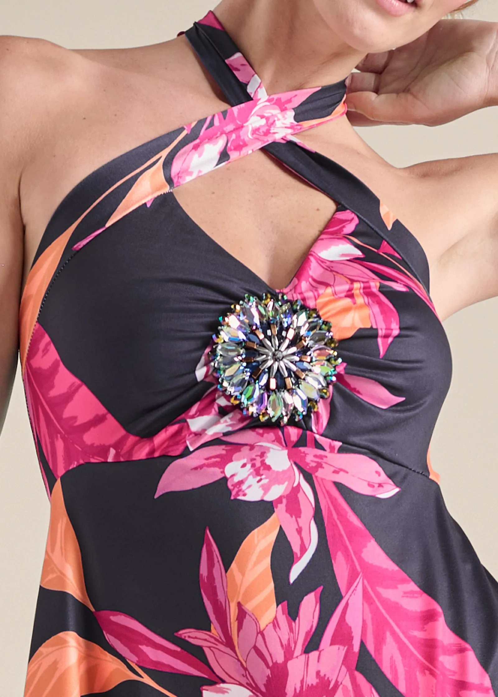 Midnight Floral Halter Dress - Navy Multi sold by VENUS product image thumbnail 3