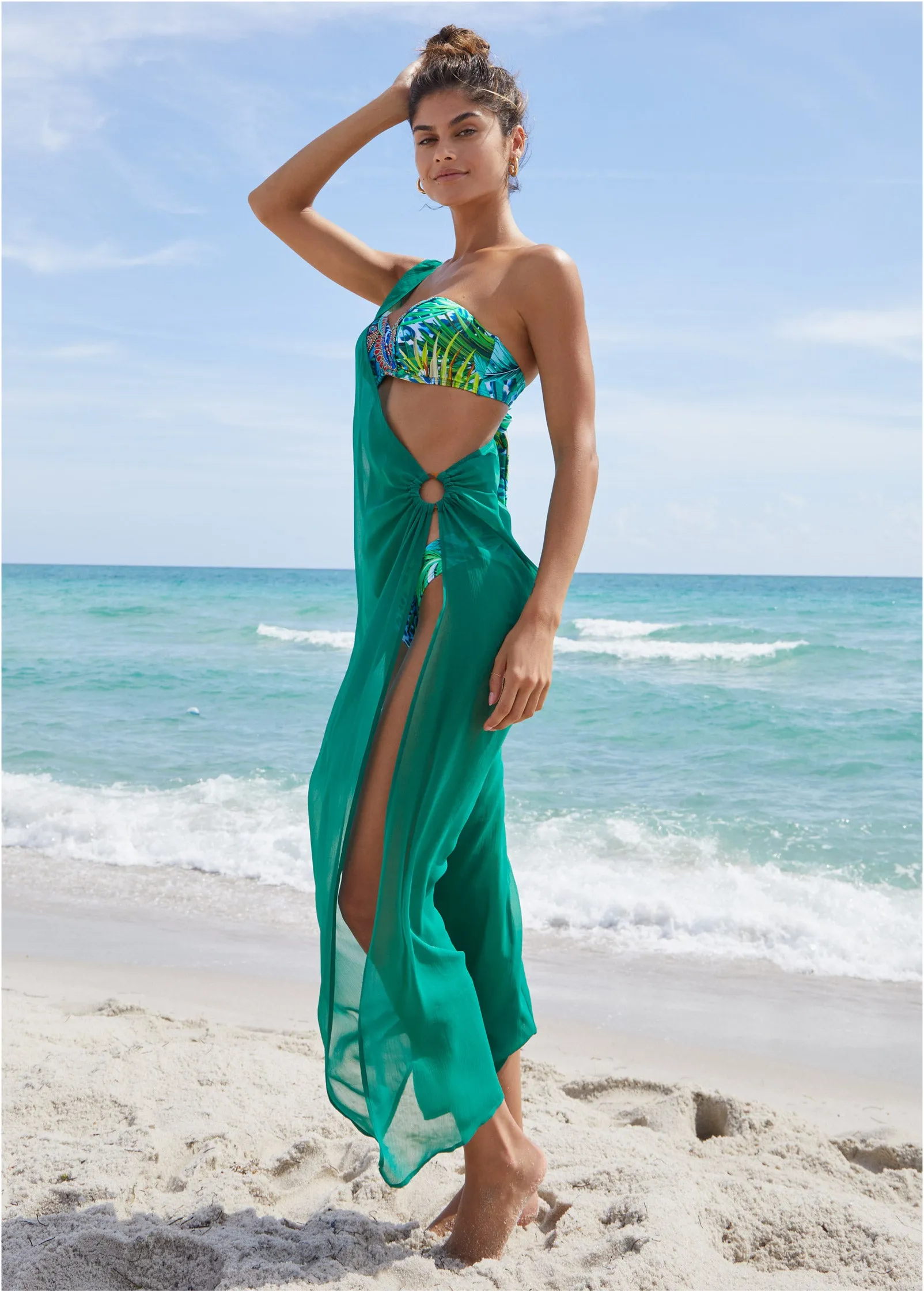 Asymmetrical Cover-Up - Green Glory sold by VENUS product image thumbnail 3