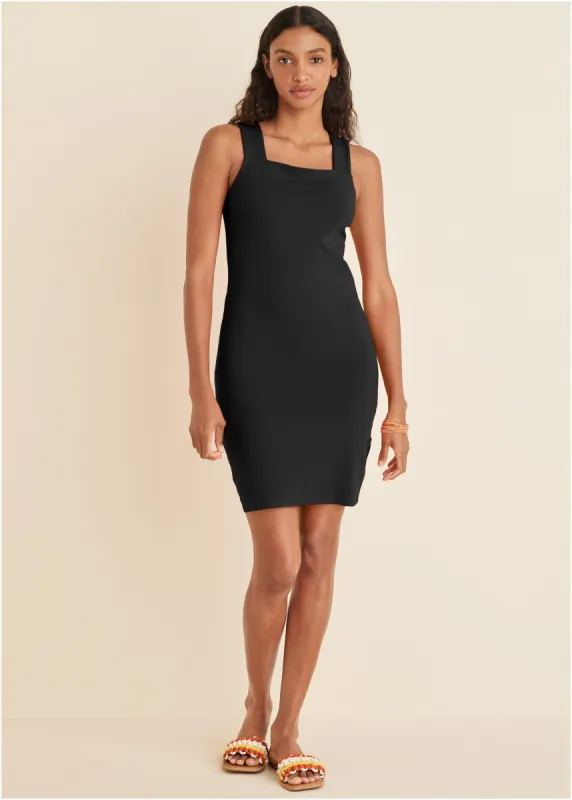 Square Neck Tank Dress - Black sold by VENUS