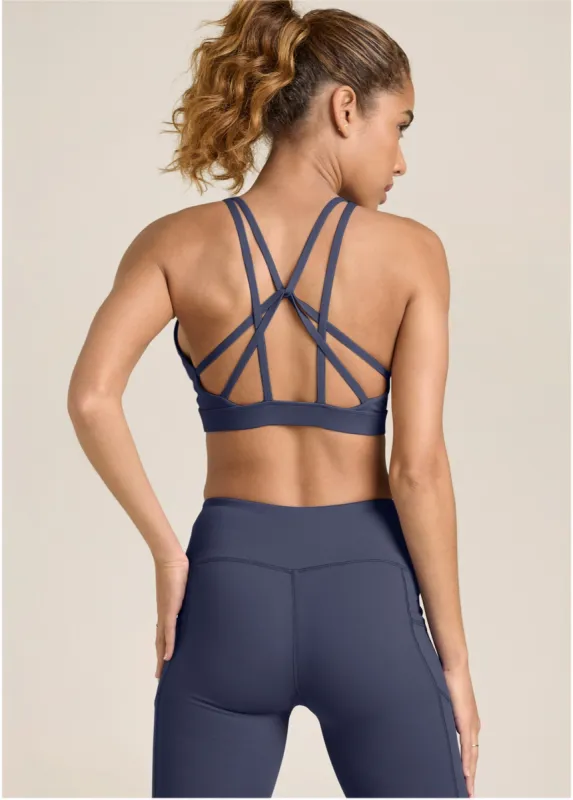 Strappy back sports bra - Navy sold by VENUS