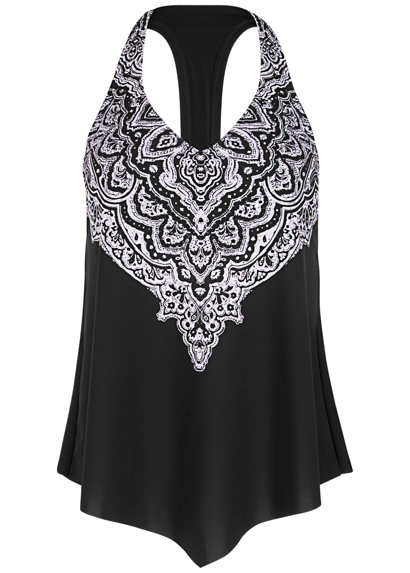 Handkerchief Tankini Top - White & Black Mosaic sold by VENUS product image thumbnail 5