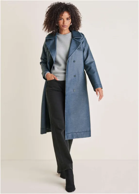 Denim faux leather trench - Niagara sold by VENUS