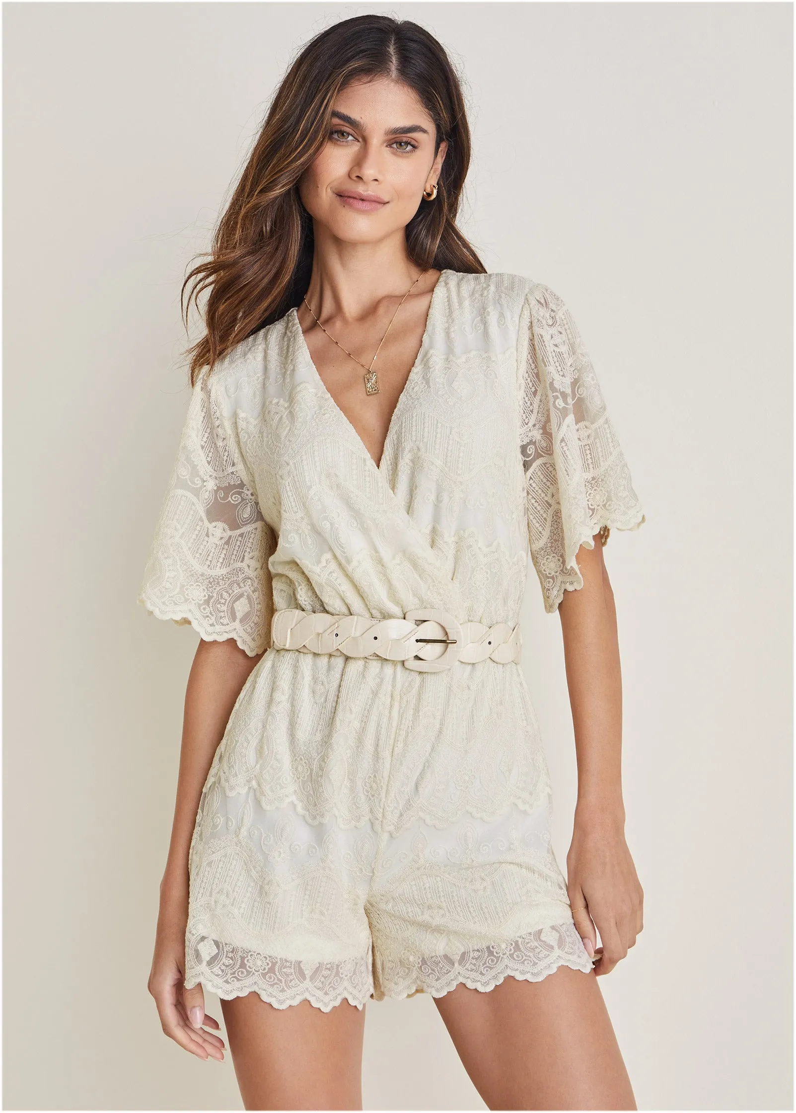 Lace Romper - Cream sold by VENUS