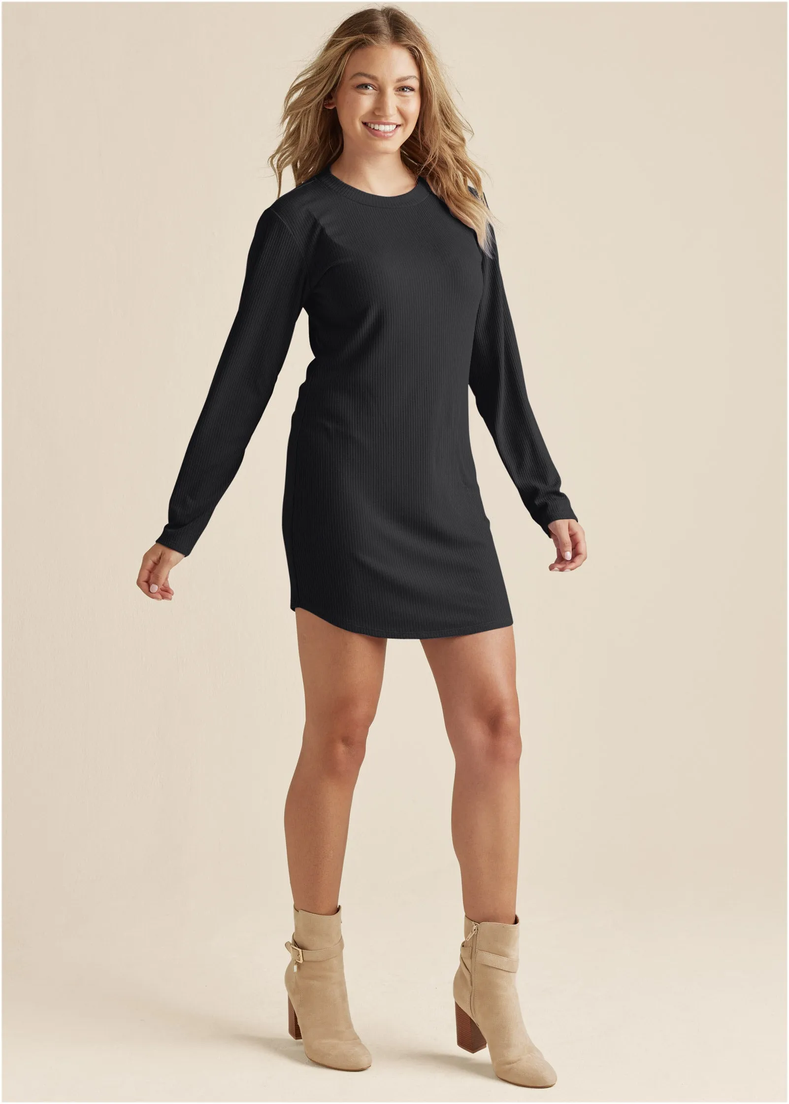 Ribbed T-Shirt Dress - Black sold by VENUS product image thumbnail 2