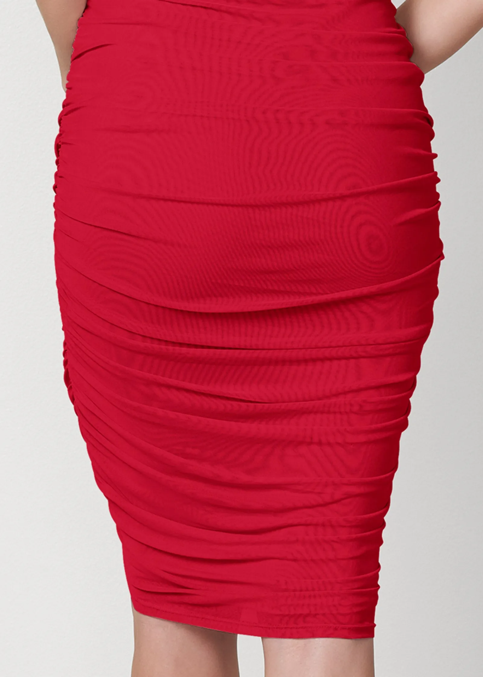 Ruched Mesh Bodycon Dress - Red sold by VENUS product image thumbnail 4