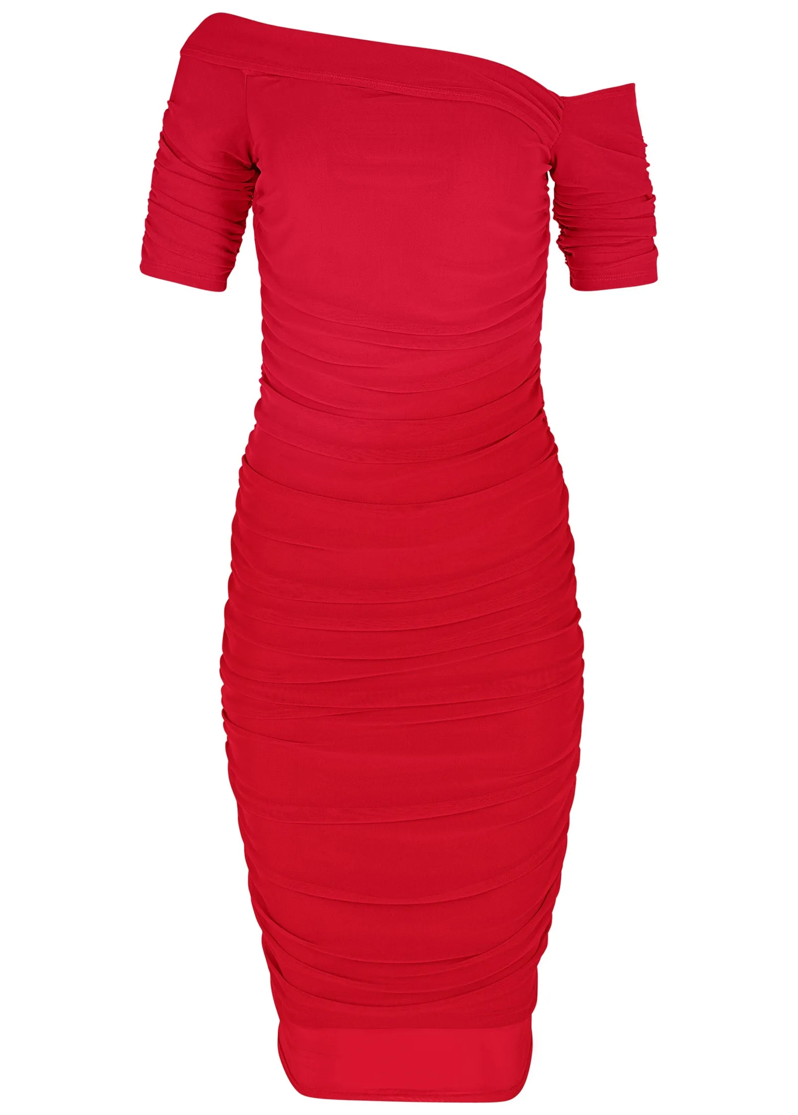 Ruched Mesh Bodycon Dress - Red sold by VENUS product image thumbnail 5