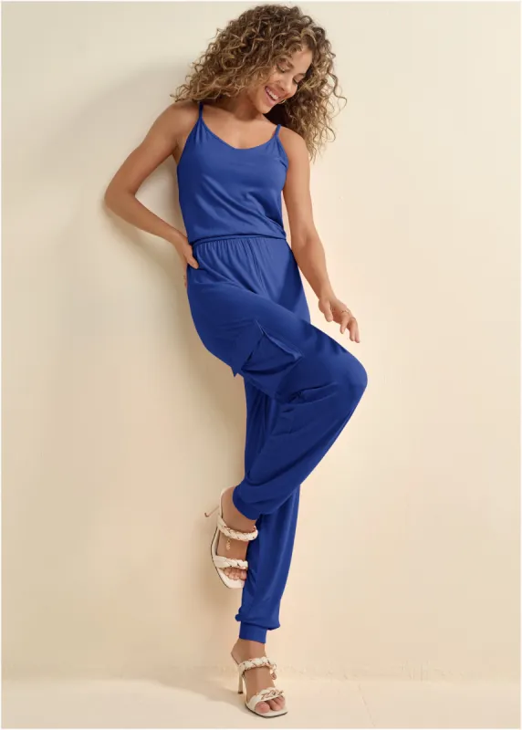 Cargo Jogger Jumpsuit - Dark Blue made by VENUS