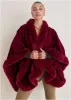 Fur Trim Wrap Shawl - Red sold by VENUS