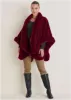 Fur Trim Wrap Shawl - Red sold by VENUS