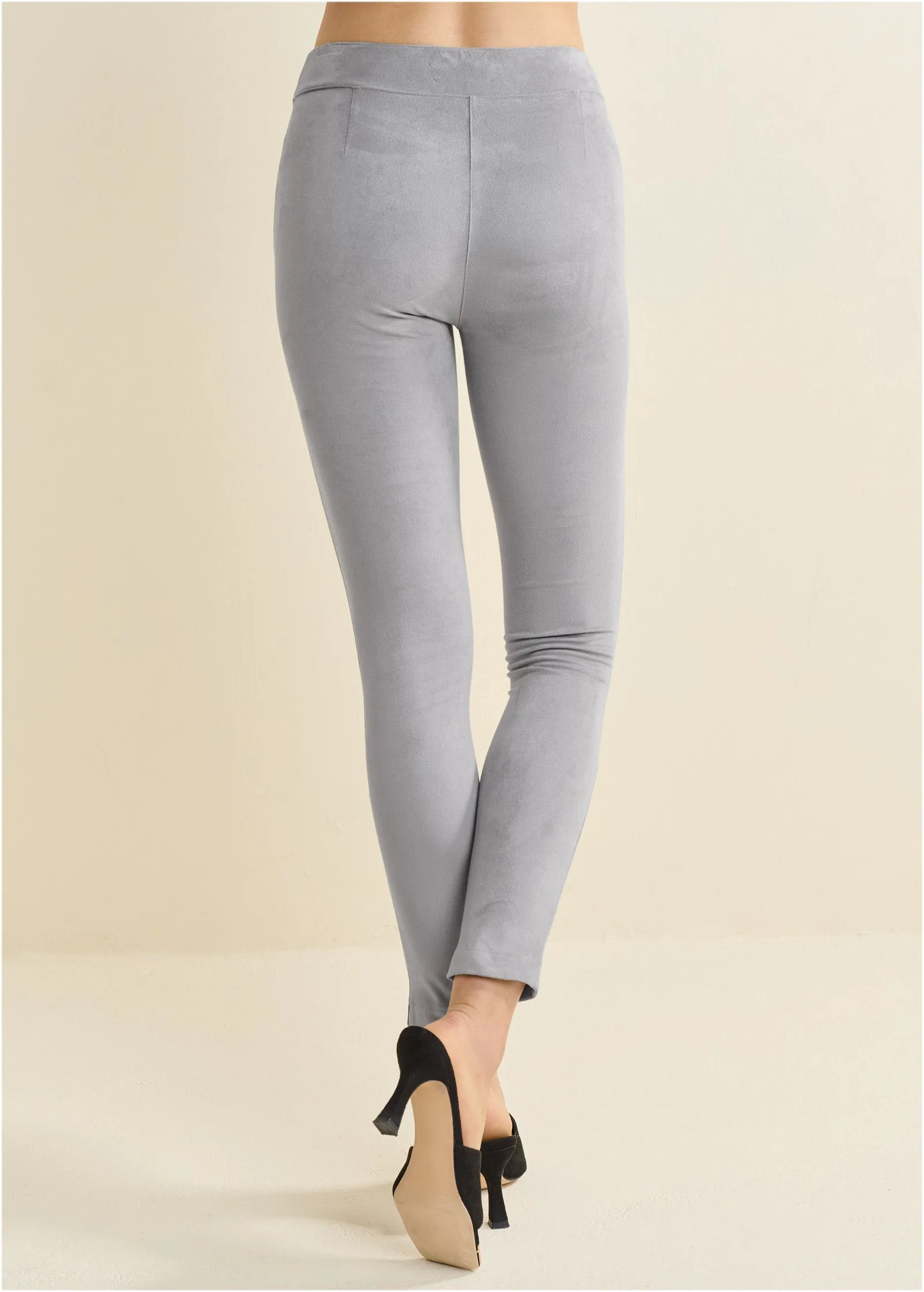 Pull On Faux Suede Skinny Pants - Grey sold by VENUS product image thumbnail 2