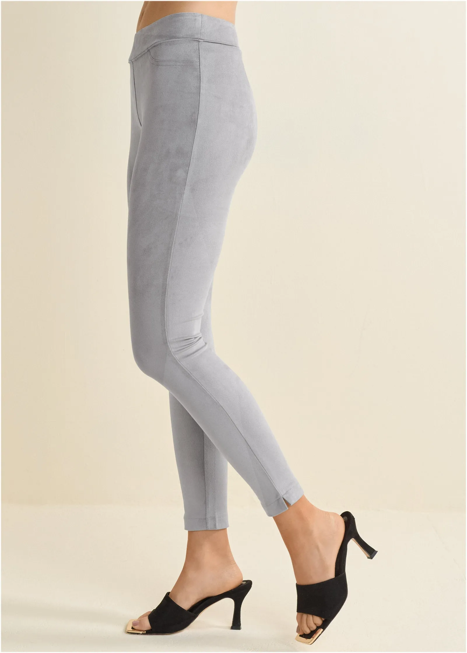 Pull On Faux Suede Skinny Pants - Grey sold by VENUS product image thumbnail 3